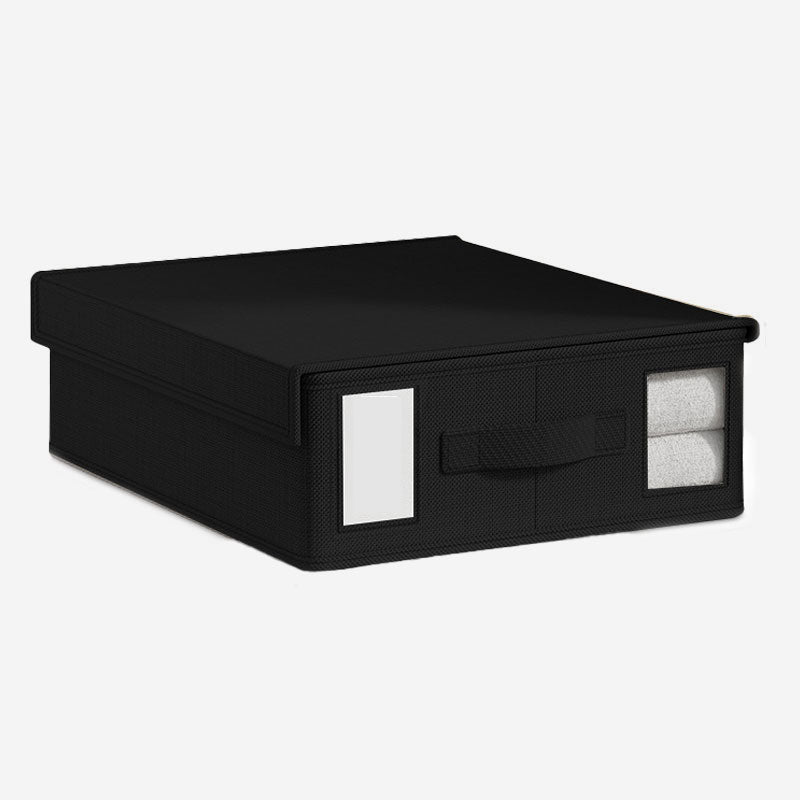 🛏️4er-Pack Bettwäscheschrank, stabile faltbare Aufbewahrungsbehälter mit Fenster und Etikett, Aufbewahrung und Organisation für Bettwäsche, Bettbezüge, Decken (grau)