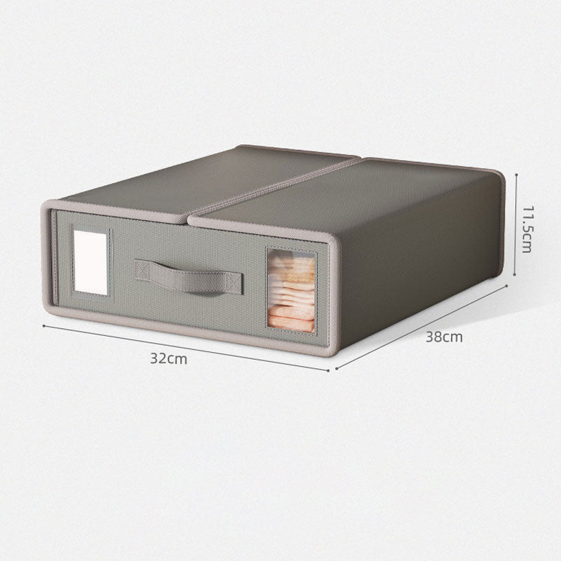 🛏️4er-Pack Bettwäscheschrank, stabile faltbare Aufbewahrungsbehälter mit Fenster und Etikett, Aufbewahrung und Organisation für Bettwäsche, Bettbezüge, Decken (grau)