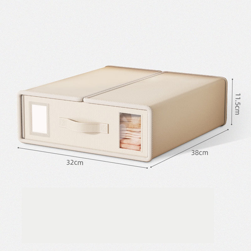 🛏️4er-Pack Bettwäscheschrank, stabile faltbare Aufbewahrungsbehälter mit Fenster und Etikett, Aufbewahrung und Organisation für Bettwäsche, Bettbezüge, Decken (grau)