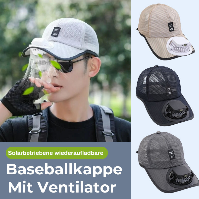 Solarbetriebene wiederaufladbare Baseballkappe mit Ventilator