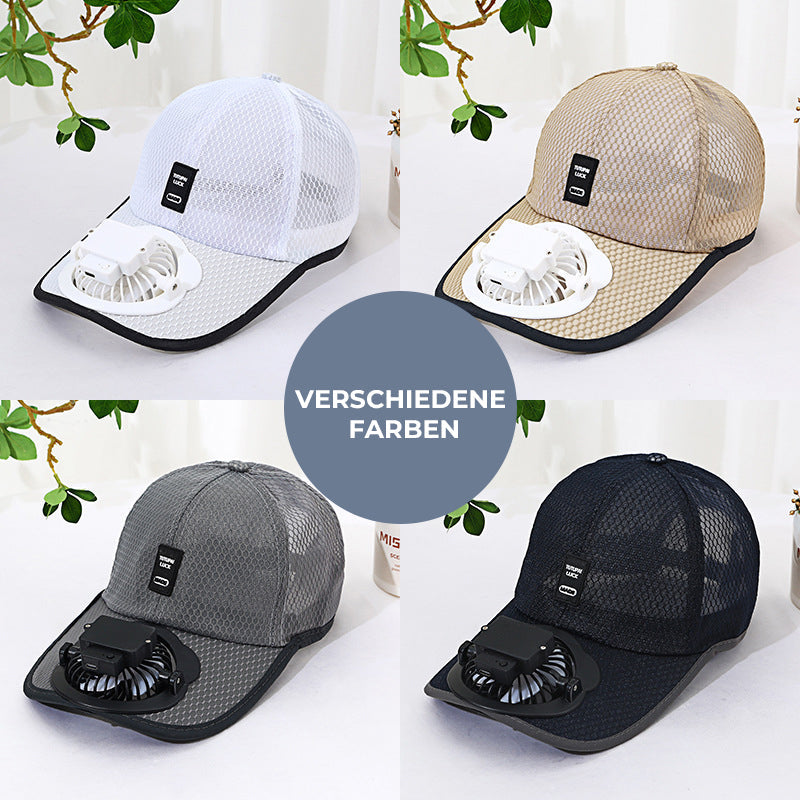 Solarbetriebene wiederaufladbare Baseballkappe mit Ventilator
