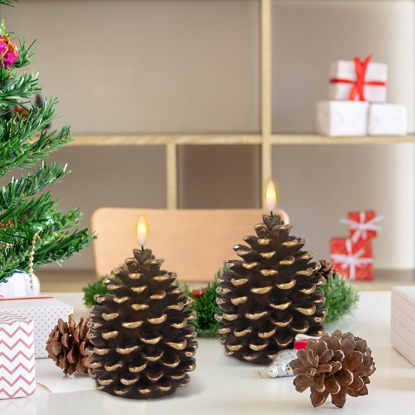 🔥 Flammenlose Zapfenkerzen mit Batteriebetrieb/🎅2024 Weihnachtsangebote🔥Flammenlose Zapfenkerzen mit Batteriebetrieb und 6-Stunden-Timer