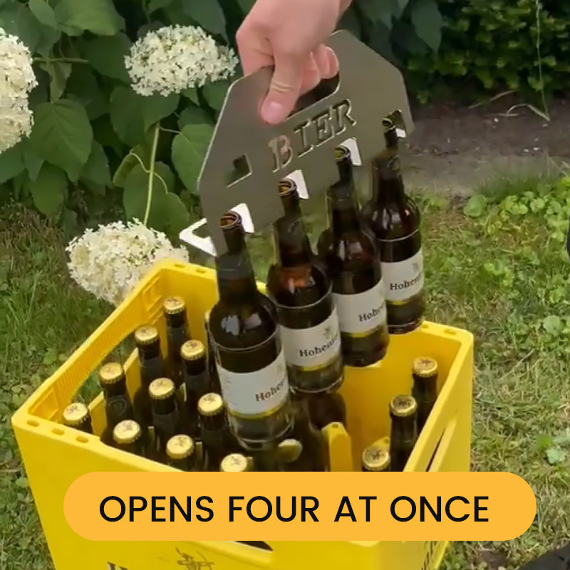 Der Quad-Bieröffner und -Träge