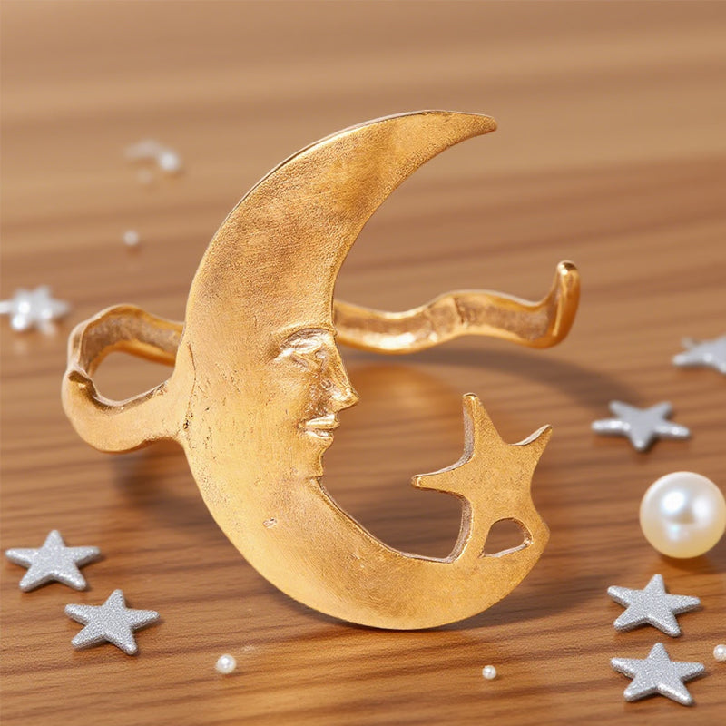 Star And Moon Pattern Open Bracelet