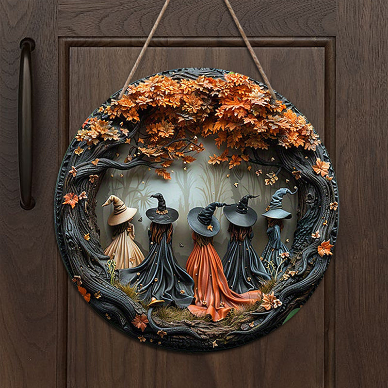 Kreatives, rundes Halloween-Türschild aus Holz