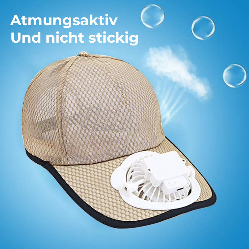Solarbetriebene wiederaufladbare Baseballkappe mit Ventilator