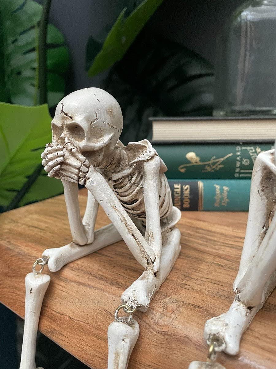 💀 Halloween Three Wise Skeletons Resin Figurines 🎃