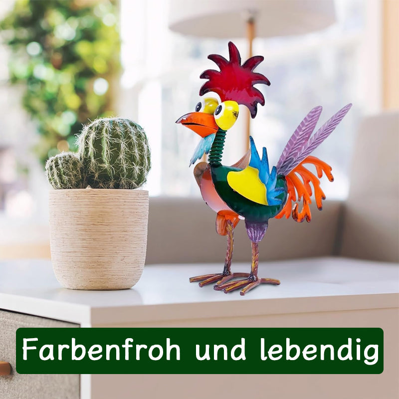Farbenfrohes Hahn-Gartendeko