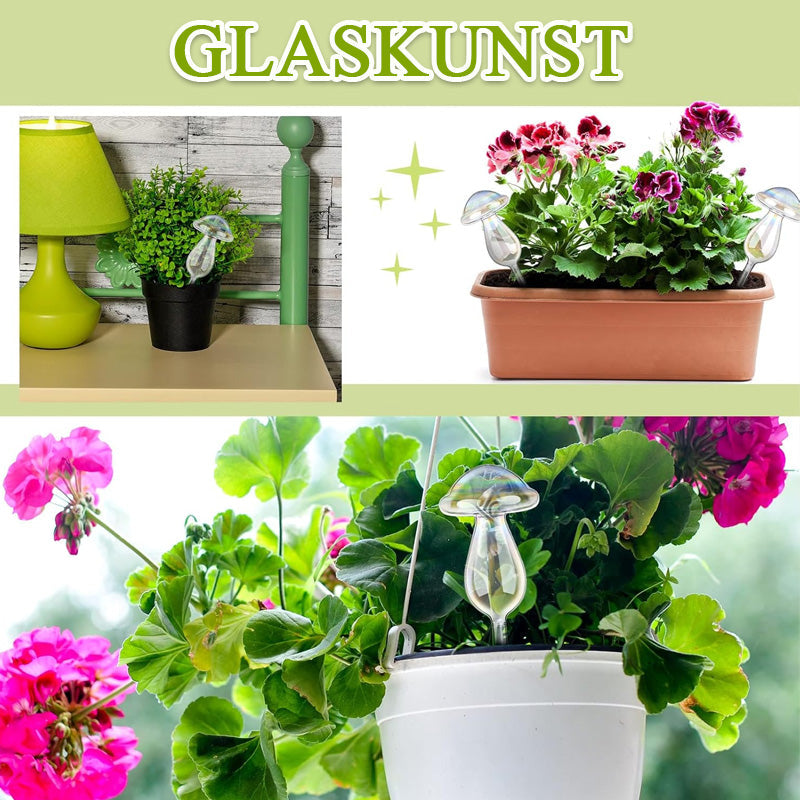 Farbenfrohe automatische Bewässerungsanlage aus Glas