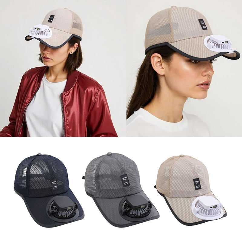 Solarbetriebene wiederaufladbare Baseballkappe mit Ventilator