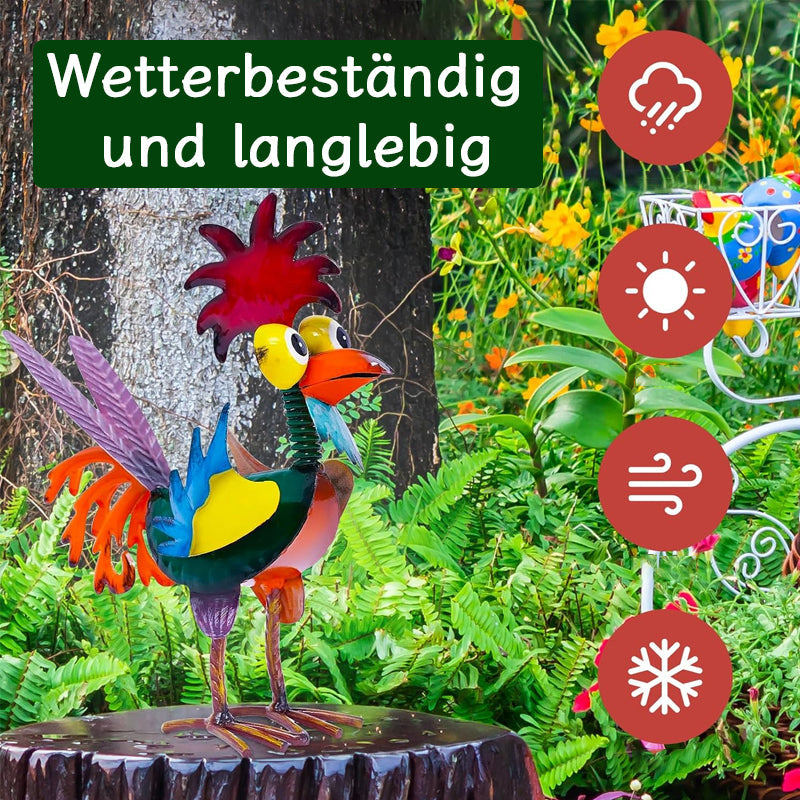 Farbenfrohes Hahn-Gartendeko