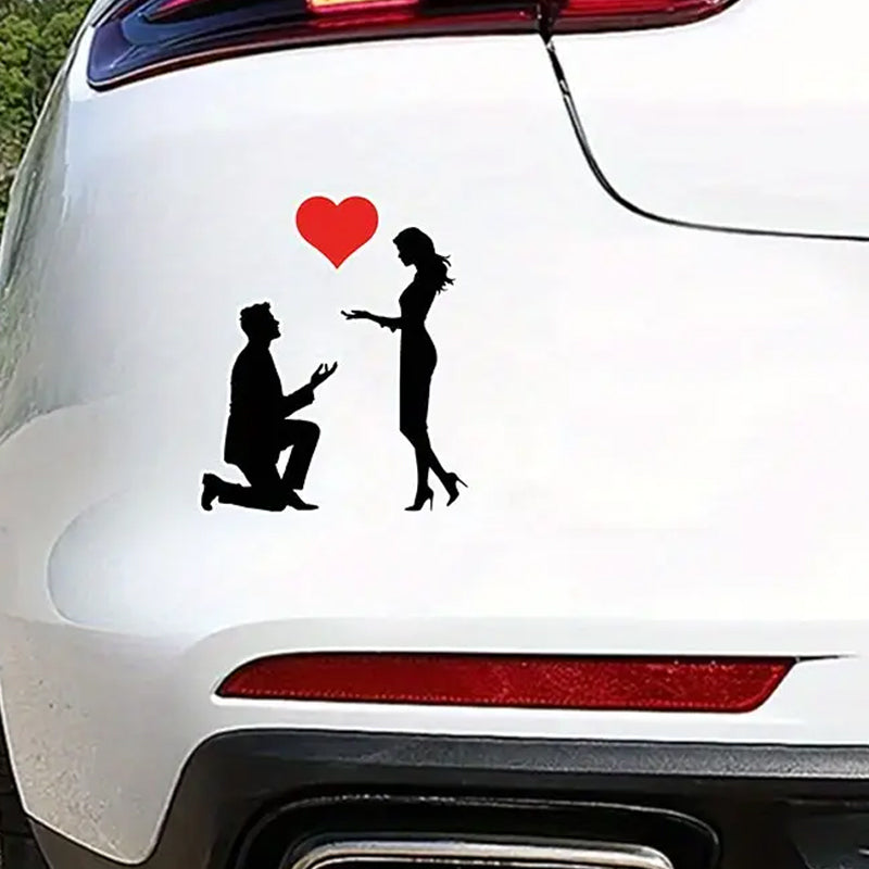 Kniender Heiratsantrag-Autoaufkleber