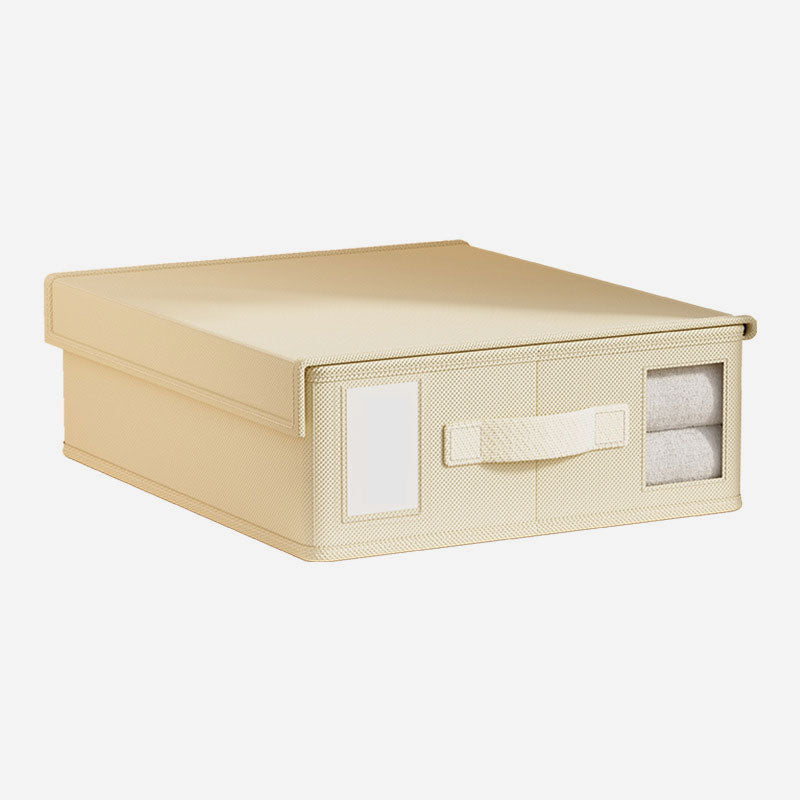 🛏️4er-Pack Bettwäscheschrank, stabile faltbare Aufbewahrungsbehälter mit Fenster und Etikett, Aufbewahrung und Organisation für Bettwäsche, Bettbezüge, Decken (grau)