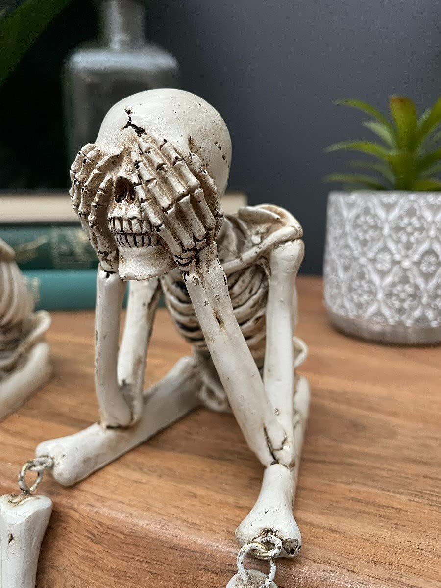 💀 Halloween Three Wise Skeletons Resin Figurines 🎃