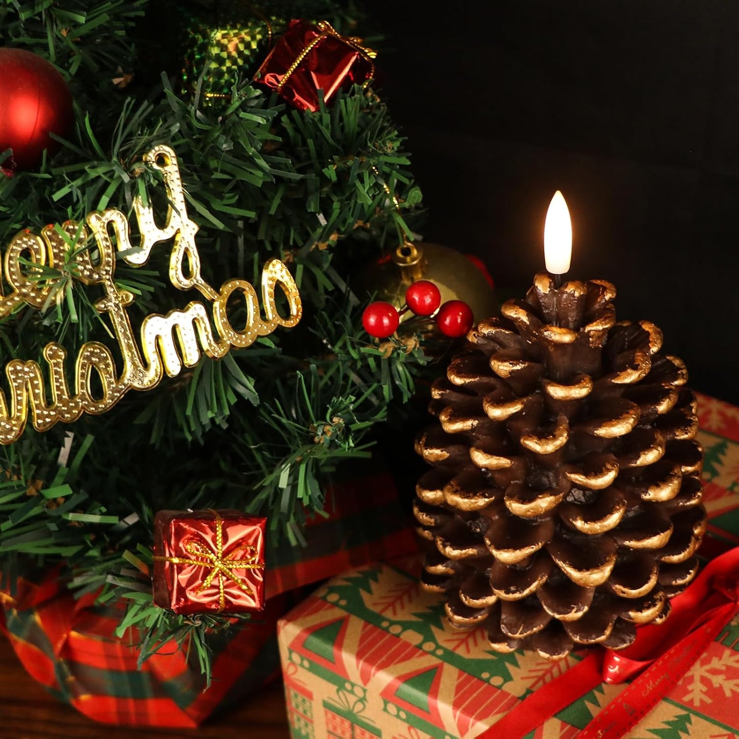 🔥 Flammenlose Zapfenkerzen mit Batteriebetrieb/🎅2024 Weihnachtsangebote🔥Flammenlose Zapfenkerzen mit Batteriebetrieb und 6-Stunden-Timer