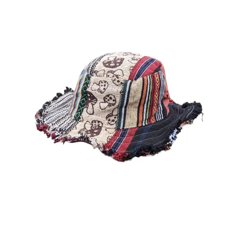 🎩Patchwork-Hanfhut im mehrfarbigen Pilz-Design mit Fedora-Hüten mit versteckter Tasche🔥