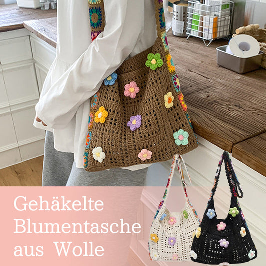 Gehäkelte Blumentasche aus Wolle