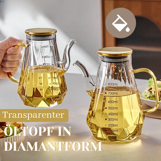 Transparenter Öltopf in Diamantform