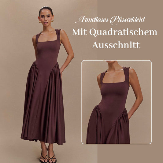 Ärmelloses Plisseekleid Mit Quadratischem Ausschnitt--💃kostenloser Versand💃