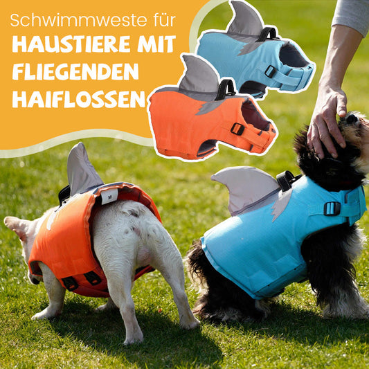 Schwimmweste für Haustiere mit fliegenden Haiflossen