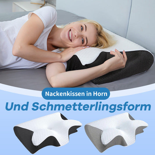 Nackenkissen in Horn- und Schmetterlingsform