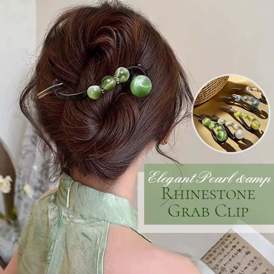 ✨ Elegant Pearl & Rhinestone Grab Clip
