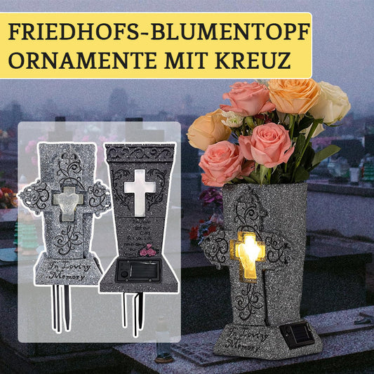 Friedhofs-Blumentopf-Ornamente mit Kreuz