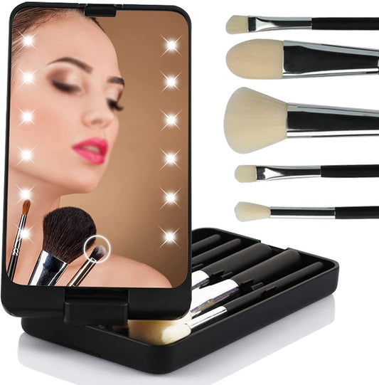 💖Reise-Make-up-Pinsel-Set mit LED-Licht