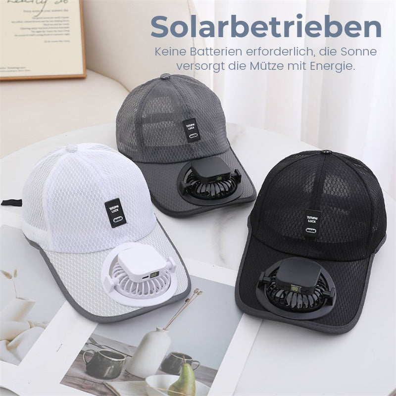 Solarbetriebene wiederaufladbare Baseballkappe mit Ventilator