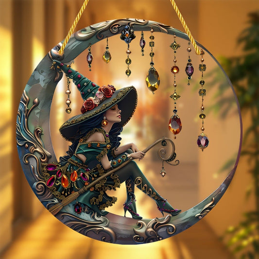 Witch Themed Door Hanging/🧙‍♀️Schöne Hexe – personalisiertes Hexen-Sonnenfänger-Ornament zum Aufhängen im Fenster