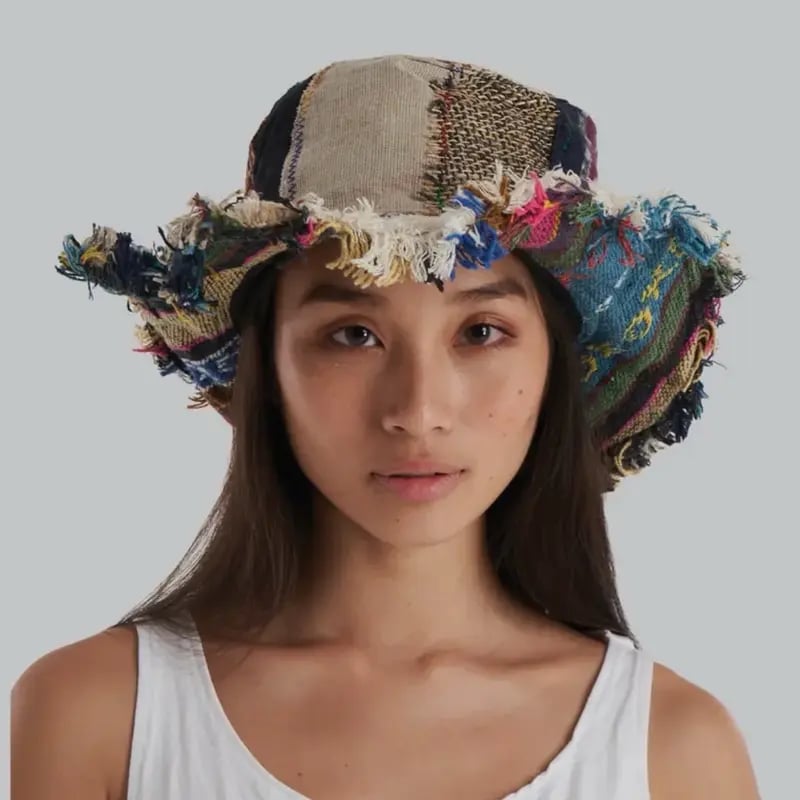 🎩Patchwork-Hanfhut im mehrfarbigen Pilz-Design mit Fedora-Hüten mit versteckter Tasche🔥